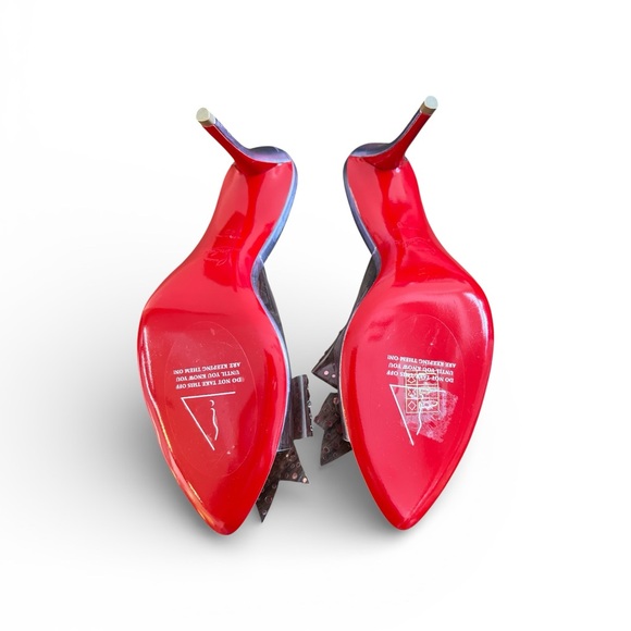 Christian Louboutin Crystal Strass Bow PVC Mule Sandals Pink Purple Size 40 NEW - Picture 3 of 5